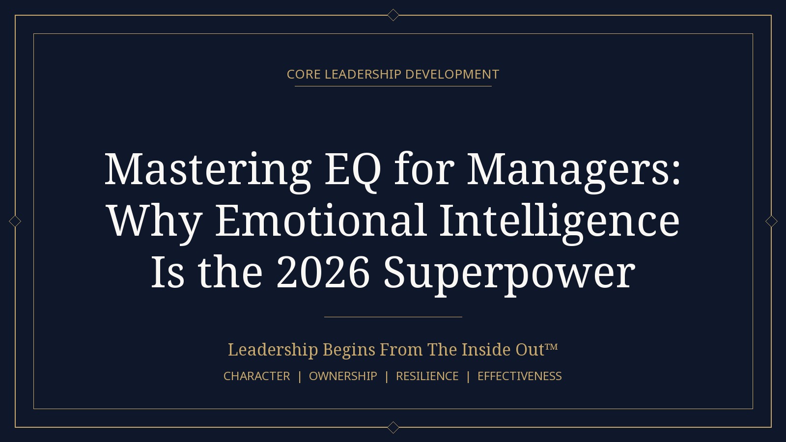 CORE Leadership title card: Mastering EQ for Managers, Why Emotional Intelligence Is the 2026 Leadership Superpower